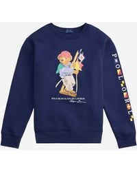 Polo Ralph Lauren - Cotton Blend Sweatshirt With Polo Bear Print Hoods & Sweatshirts - Lyst
