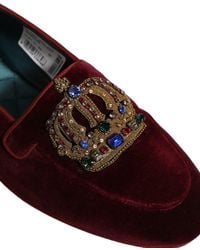 Dolce & Gabbana - Dolce & Gabbana Embroidered Crown Velvet Loafer - Lyst