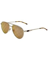 Gucci - Sunglasses Aviator Full Rim, Shiny Frame And With Gg Logo Pattern Mirror Lens Gg1679S002 - Lyst