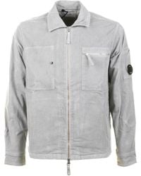 C.P. Company - Shirt With Collar, Chest Pockets One With Button And One With Zipper, Patch With Logo On The Left Sleeve - Lyst