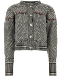 Thom Browne - Embroidered Wool Blend Cardigan - Lyst