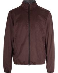 Herno - Suede-Texture Casual Jacket With High Collar - Lyst