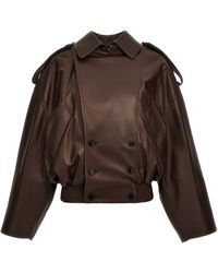 Loewe - Double-breasted Leather Jacket Casual Jackets, Parka - Lyst