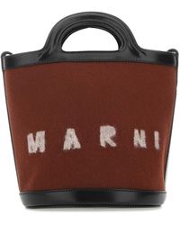 Marni - Two-Tone Felt And Leather Tropicalia Bucket Bag - Lyst