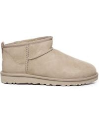 UGG - Classic Ultra Mini Logo-patch Suede And Shearling Ankle Boots - Lyst
