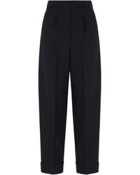 Max Mara - High-Waisted Wool Pants Virgin Tapered Trousers - Lyst