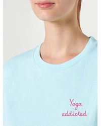 Mc2 Saint Barth - Woman Cotton T-shirt With Yoga Addicted Embroidered Writing - Lyst