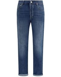 Brunello Cucinelli - Blue Cotton Straight - Lyst