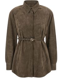 Fendi - Suede Shirt Shirt And Blouse - Lyst