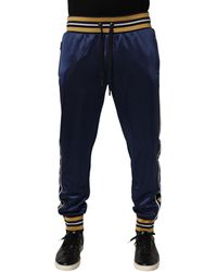 Dolce & Gabbana - Blue Nylon Jogger Mid Waist Trouser Pants - Lyst