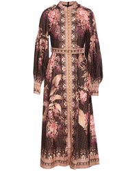 Zimmermann Lyrical Buttoned Midi Dress in White | Lyst