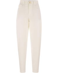 Brunello Cucinelli - Five-pocket Curved Trousers In Stretch Cotton Interlock - Lyst