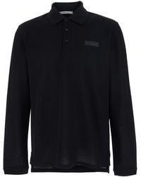 Givenchy - Polo Shirt With Logn Sleeves And Chest Logo Patch - Lyst