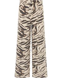 Ganni - Wide-Leg Printed Jeans Cotton - Lyst