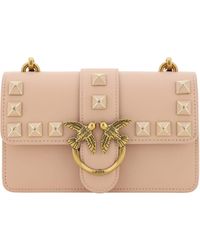 Pinko - Pink Leather Mini Love One Shoulder Bag - Lyst