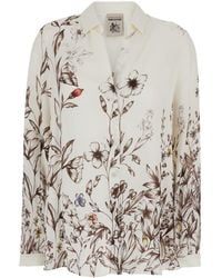 Semicouture - Shirt With V Neck And All-Over Floral Print - Lyst
