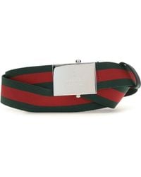 Gucci - Web Ribbon Belt With Rectangular Buckle - Lyst