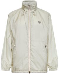 Prada - Hooded Jacket Re-Nylon Talc - Lyst