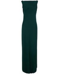 Antonelli - Long V-Neck Dress Satin Viscose - Lyst