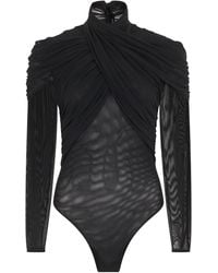 Mugler - Long-Sleeve Mesh Bodysuit - Lyst