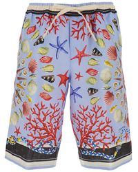 Dolce & Gabbana - Shorts With Elastic Drawstring And All-Over Print - Lyst