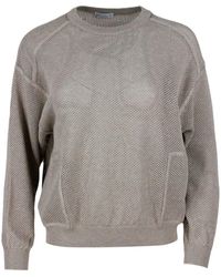 Brunello Cucinelli - Sweater With Micro-mesh - Lyst