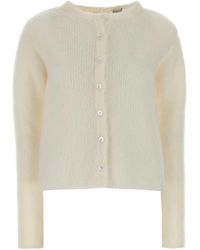 Loewe - Ivory Stretch Mohair Blend Cardigan - Lyst