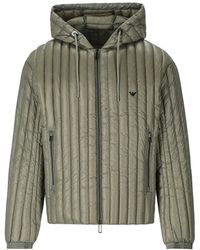 Emporio Armani - Sage Green Hooded Down Jacket - Lyst
