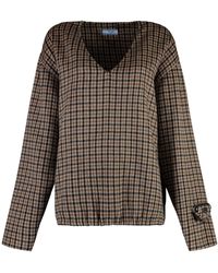 Prada - Checked Cashgora Sweater - Lyst
