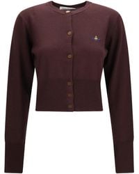 Vivienne Westwood - Bea Cropped Wool Cardigan Dark Mahogany - Lyst