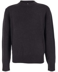 sunflower - Dark Crew Neck Sweater With Dropped Shoulder - Lyst