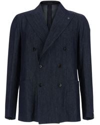 Tagliatore - Double-Breasted Jacket With Peak Revers - Lyst