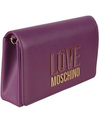 Love Moschino - Logo Plaque Embossed Flap Shoulder Bag - Lyst