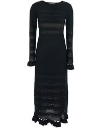 Twinset - Long Dress With Ruffles And Perforated Design Viscose Polyamide - Lyst