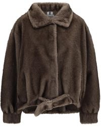 S.w.o.r.d 6.6.44 - Faux Fur Jacket With Waist Belt Polyester Furs - Lyst