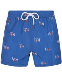 Kiton - Swim Shorts With All-over Logo - Lyst