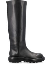 Jil Sander - Full Grain Leather Knee High Boots - Lyst