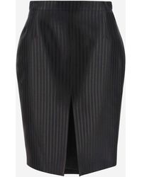 Saint Laurent - Wool And Silk Skirt With Striped Pattern - Lyst