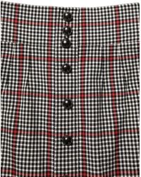 Dolce & Gabbana - Checkered High Waist A-Line Mini Skirt Cotton Virgin Wool Nylon - Lyst