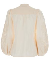 Zimmermann - Blouse With Embroidery And Puffed Sleeves - Lyst