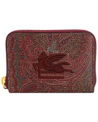 Etro - Paisley Fabric Card Holder With Embroidered Pegaso Logo - Lyst