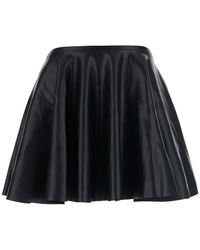 Norma Kamali - Flared Mini Skirt Leather - Lyst