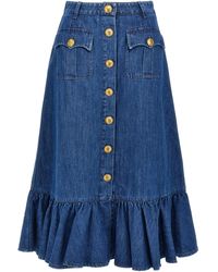 Valentino Garavani - Denim Skirt Cotton - Lyst