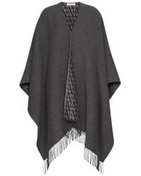 Valentino Garavani - Asymmetrical Wool Poncho With Fringed Edge, Rings - Lyst