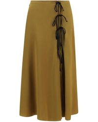 Ganni - Satin Midi Skirt Ecru - Lyst