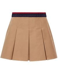Moncler - Cotton Gabardine Pleated Mini Skirt - Lyst