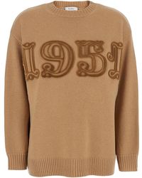 Max Mara - Crew Neck Sweater With Embroidery Wool Tops - Lyst
