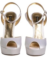 Dolce & Gabbana - Satin Platform Heels Sandals Shoes Viscose Silk - Lyst