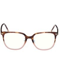 Tom Ford - Eyeglasses Rectangle Full Rim, Shiny Medium Havana To Milky Frame And Clear Light Block Lens Ft5778-D-B055 Sunglasses - Lyst