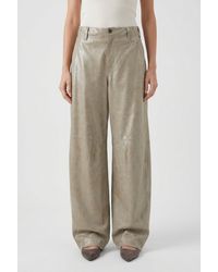 Brunello Cucinelli - Light Khaki Leather Trousers - Lyst